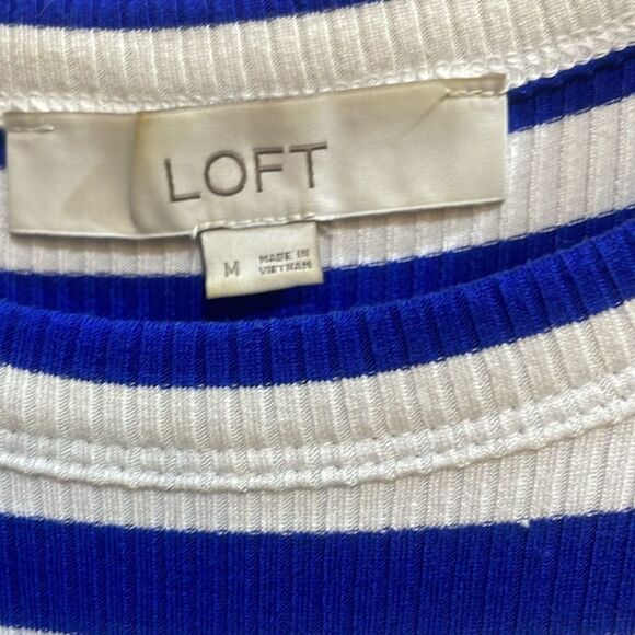 Loft Blue and White Stripe Ribbed Midi Dress - Picture 5 of 8